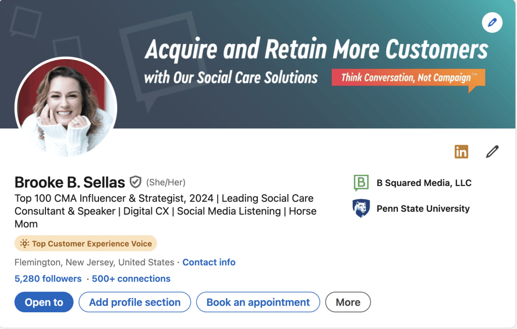 Brooke Sellas LinkedIn profile strategy